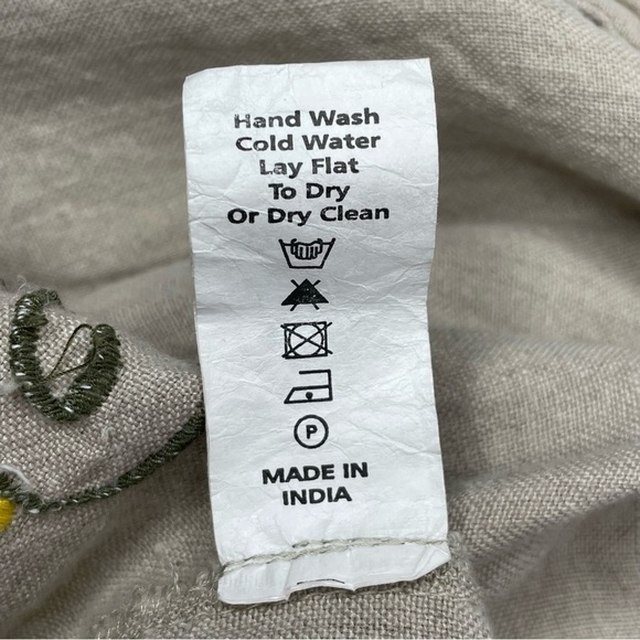 Caite Embroidered Linen Blazer Size L Beige Tan Floral Boho Western Cowgirl - Picture 8 of 8